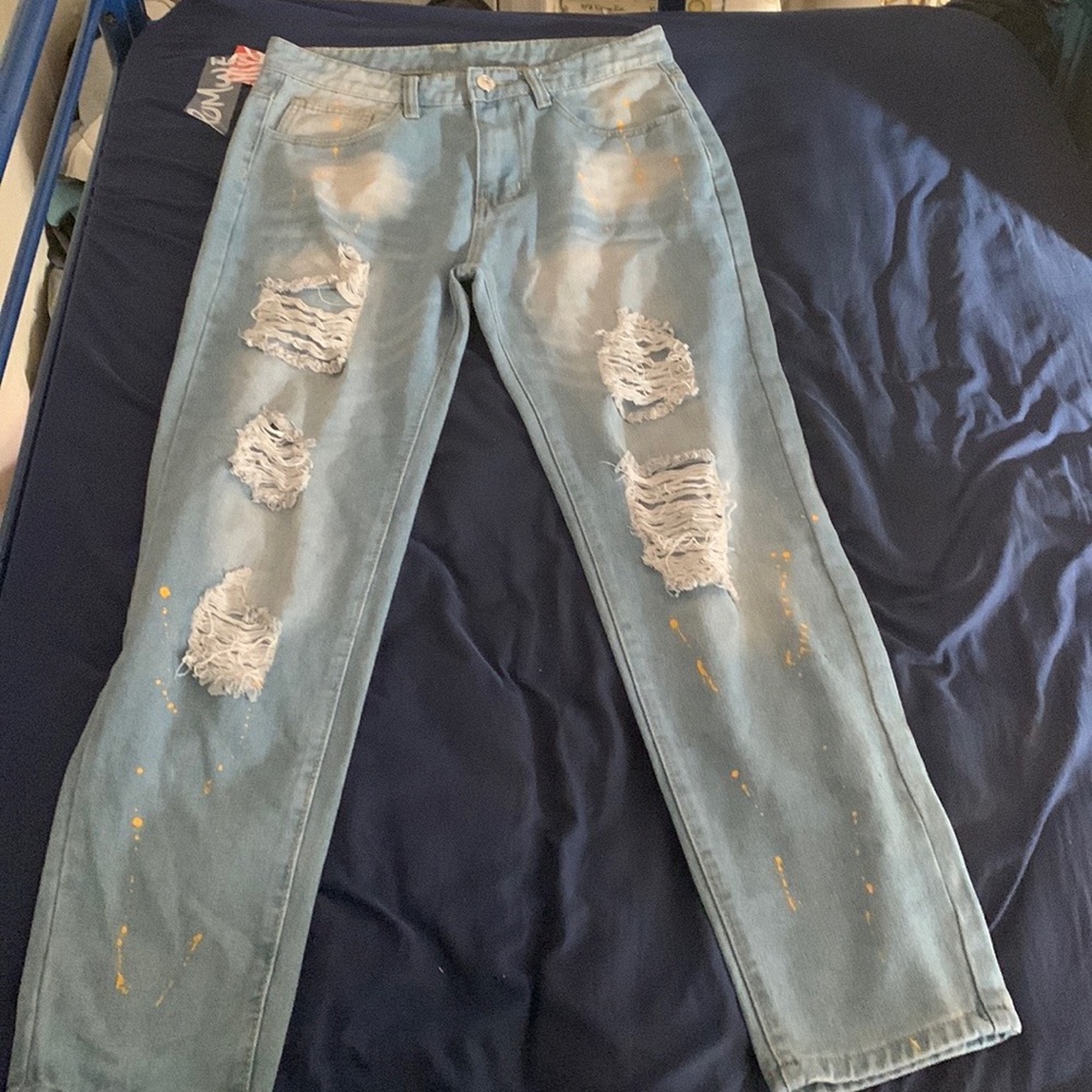 NEW Size 32 ROWME Blue Ripped Jeans - Picture 6 of 7